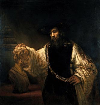 Aristoteles vor der Büste des Homer